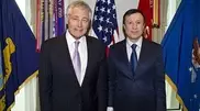 US Defense Secretary Chuck Hagel discusses defense and countering terrorism with Kazakhstan Defense Minister