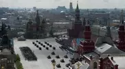 Hundreds of military vehicles drive through Red Square