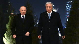 Tokayev and Putin in Astana. Photo by Aman Dyussenbayev