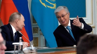 Tokayev and Putin in Astana. Photo by Aman Dyussenbayev