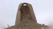A 13th century monument partially collapsed in Turkestan region