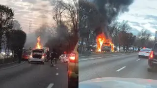 Major crash involving a burning car paralyzed Al-Farabi Avenue in Almaty