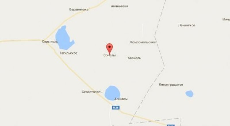 Соналы ауылы Қостанай облысының маңында орналасқан. © Google Maps