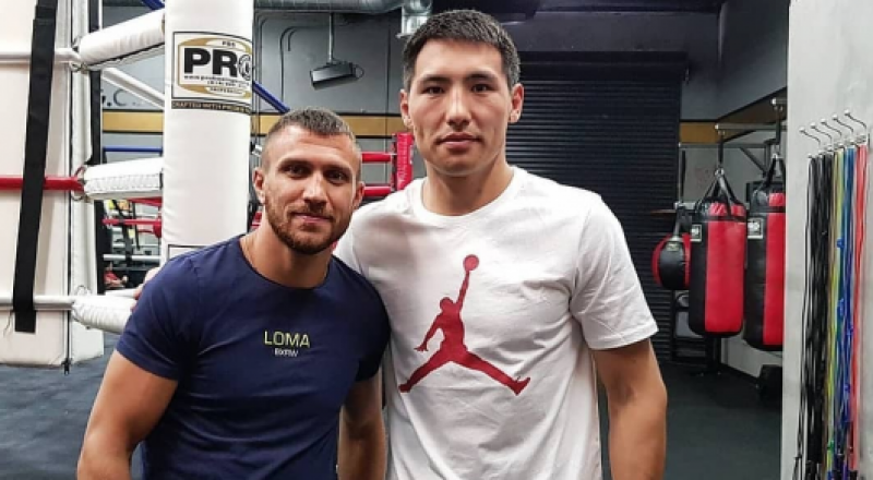 Василий Ломаченко мен Жәнібек Әлімханұлы. © instagram/janibek_alimkhanuly