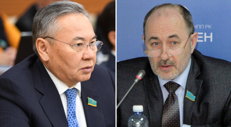 Омархан Өксікбаев, Павел Казанцев. Фото: parlam.kz, atameken.kz