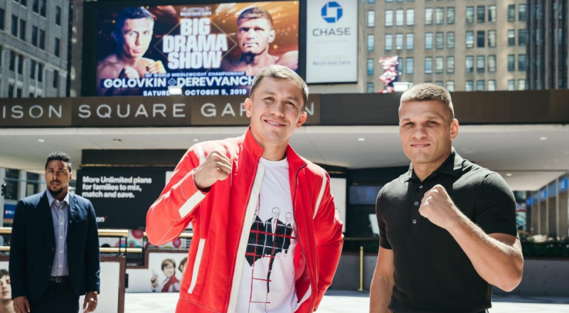 Геннадий Головкин мен Сергей Деревянченко. © DAZN