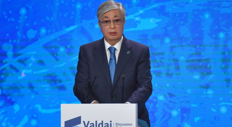 Қасым-Жомарт Тоқаев "Валдай" пікірталас клубында сөз сөйлеп тұр. © Ақорда сайтынан