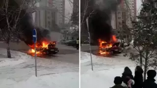 Елорда орталығында көлік өртеніп кетті