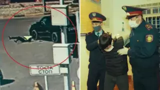 Шымкенттегі блокбекетте полицейді көлік қағып кеткен сәт видеоға түсіп қалған