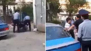 Түркістан облысында полицейге қол көтерген ер адам видеоға түсіп қалды