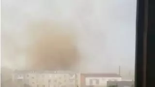 Аягөздегі дүлей дауыл видеоға түсірілді