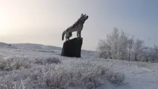 Қарағанды облысында 9 метрлік қасқырдың мүсіні орнатылды