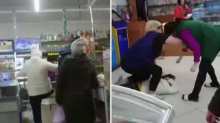 Оралда дүкендегі әйелдердің төбелесі видеоға түсіп қалды