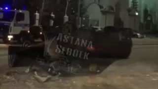 Нұр-Сұлтанда жол апаты болып, автомобиль аударылып кетті