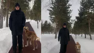 Желіде Тоқаевтың тазымен серуендеп жүрген сәтінің суреттері жарияланды