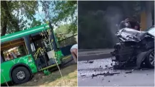 Алматыда автобус пен жеңіл автокөлік соқтығысып, 7 адам зардап шекті