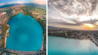 "Бұл Мальдив аралы ма?" Фотограф Сайран көлін әуеден көрсетті