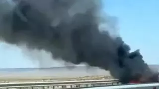 Маңғыстауда жол бойында Audi өртеніп кетті