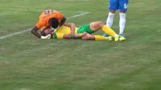 Футболшы қақпашымен соқтығысып, кейін ауруханаға түсті