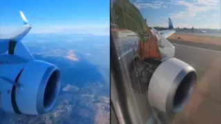 Жолаушылар ұшақ қозғалтқышының бір бөлігі жұлынып кеткен сәтті видеоға түсірді