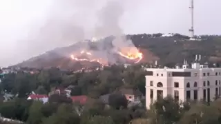 Алматыдағы "Көк Төбе" телемұнарасының маңындағы өрттің видеосы тарады