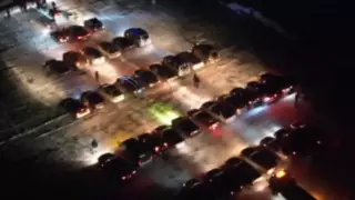 Талғарда 40 көліктен құралған шырша әуеден видеоға түсірілді