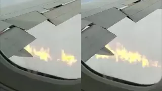 Әуежайдан ұшып шыққан ұшақтың бір қозғальқышы өртенді - видео