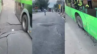 Алматыда жаңа асфальт опырылып, екі автобус “қақпанға“ түсіп қалды