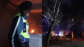 Семейде полицейлер өртеніп жатқан пәтерден адамдарды құтқарды: видео