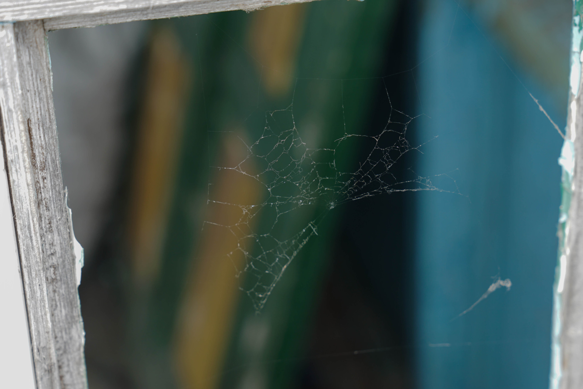 Паутина на окне брошенного в Акбулаке дома