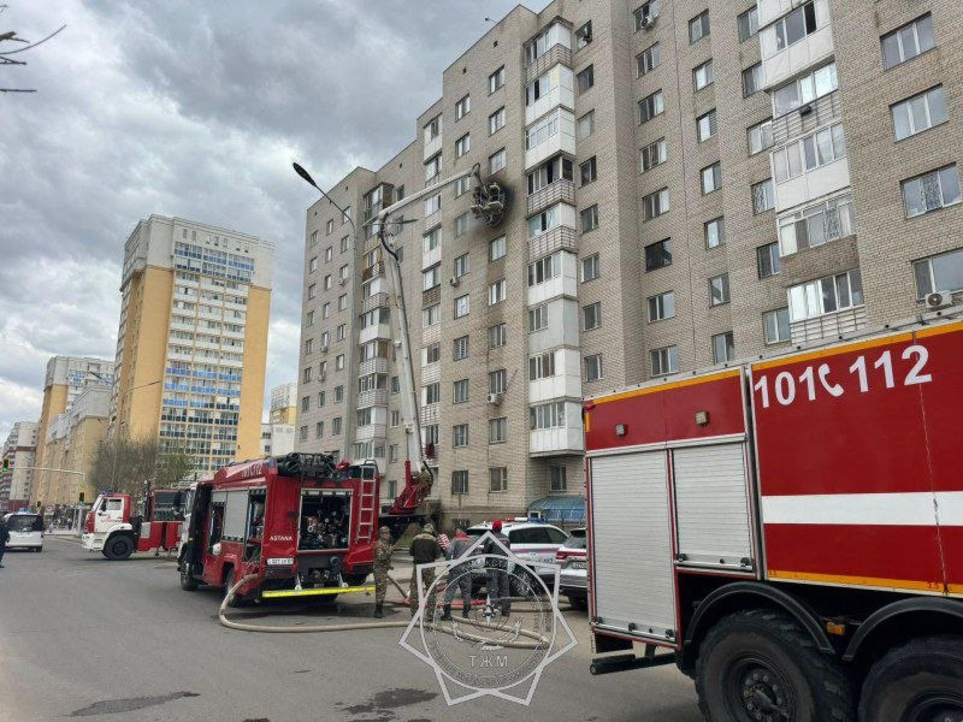 тушение пожара в Астане