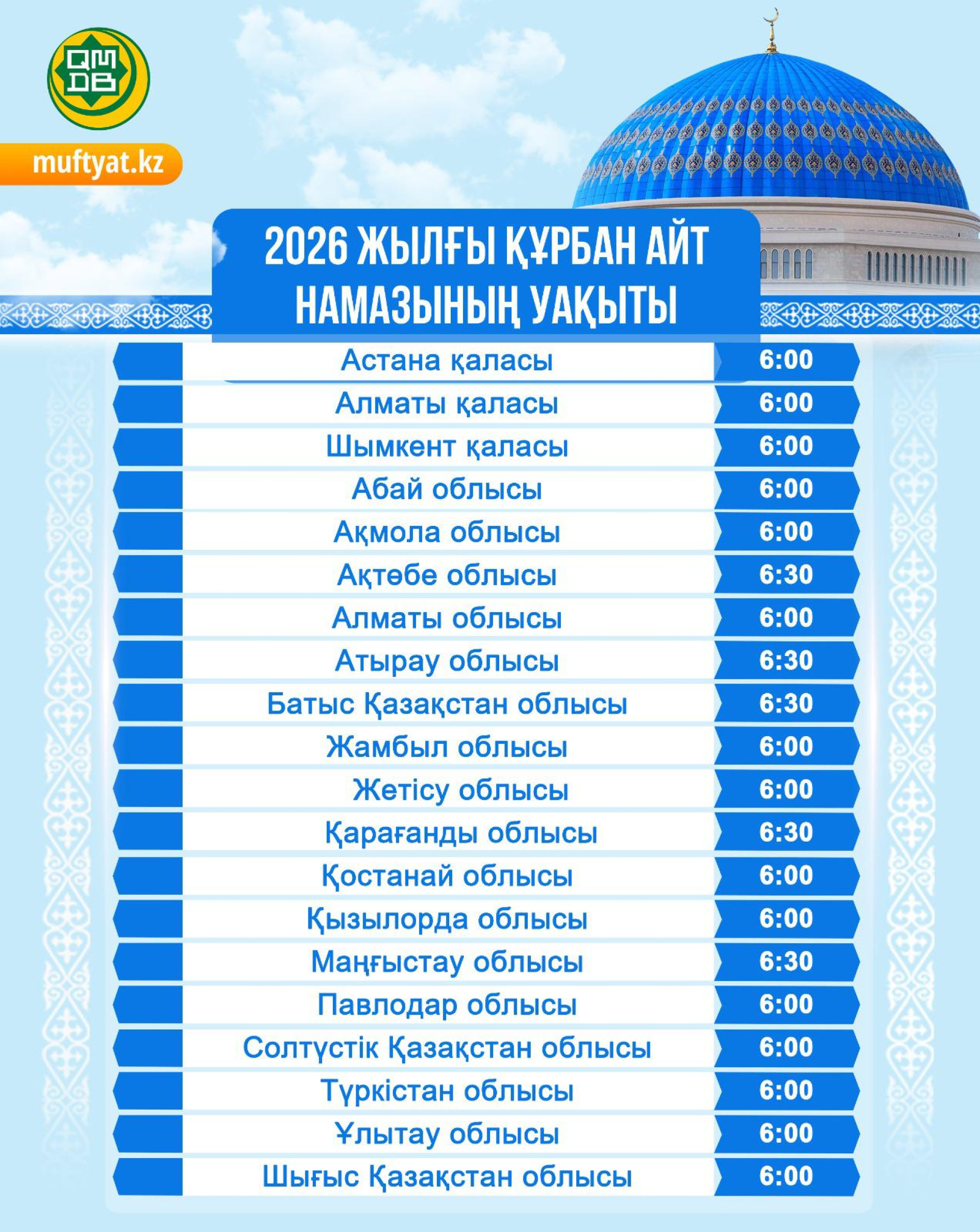 Курбан айт намаз 2026
