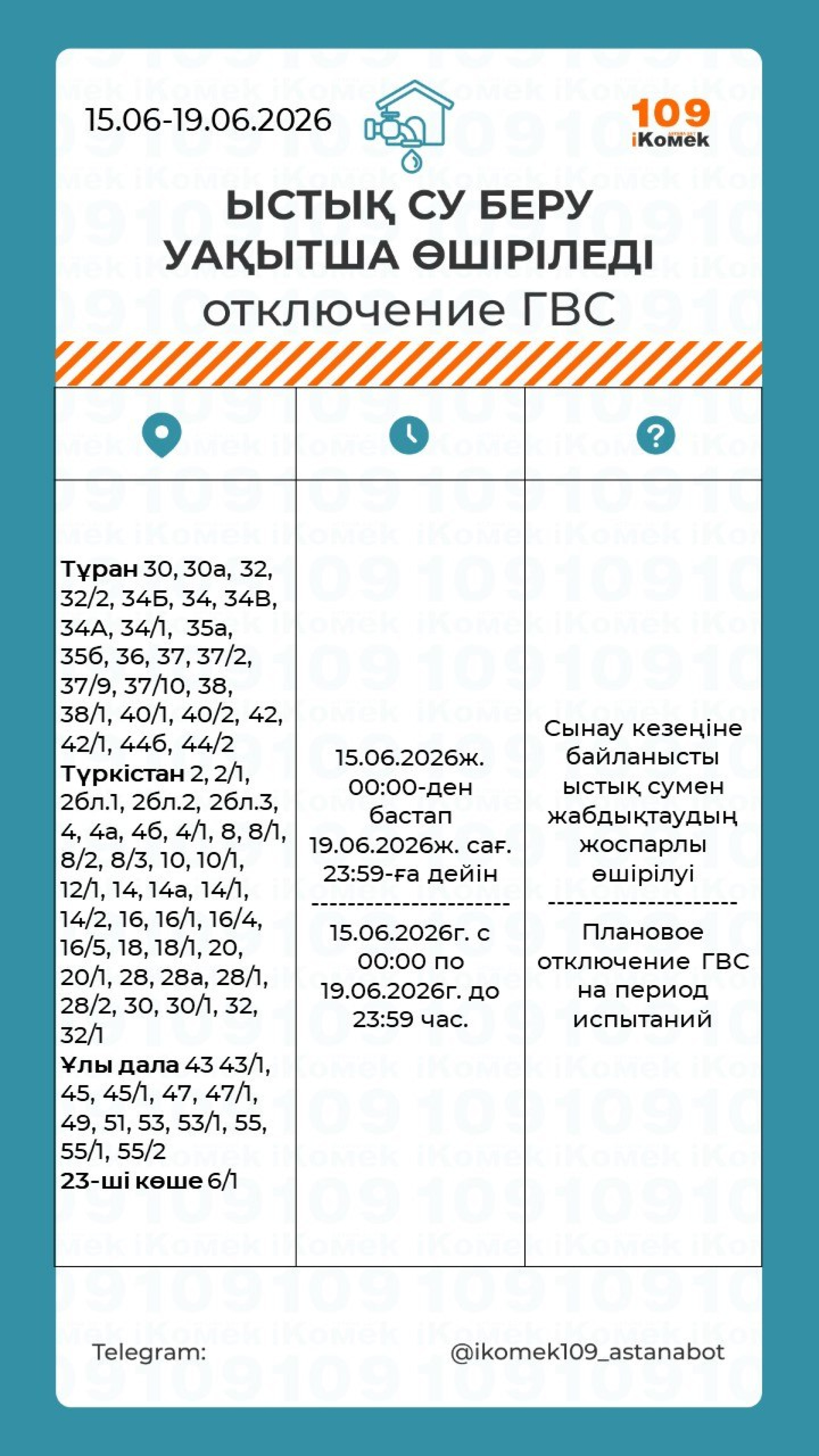 горячая вода Астана