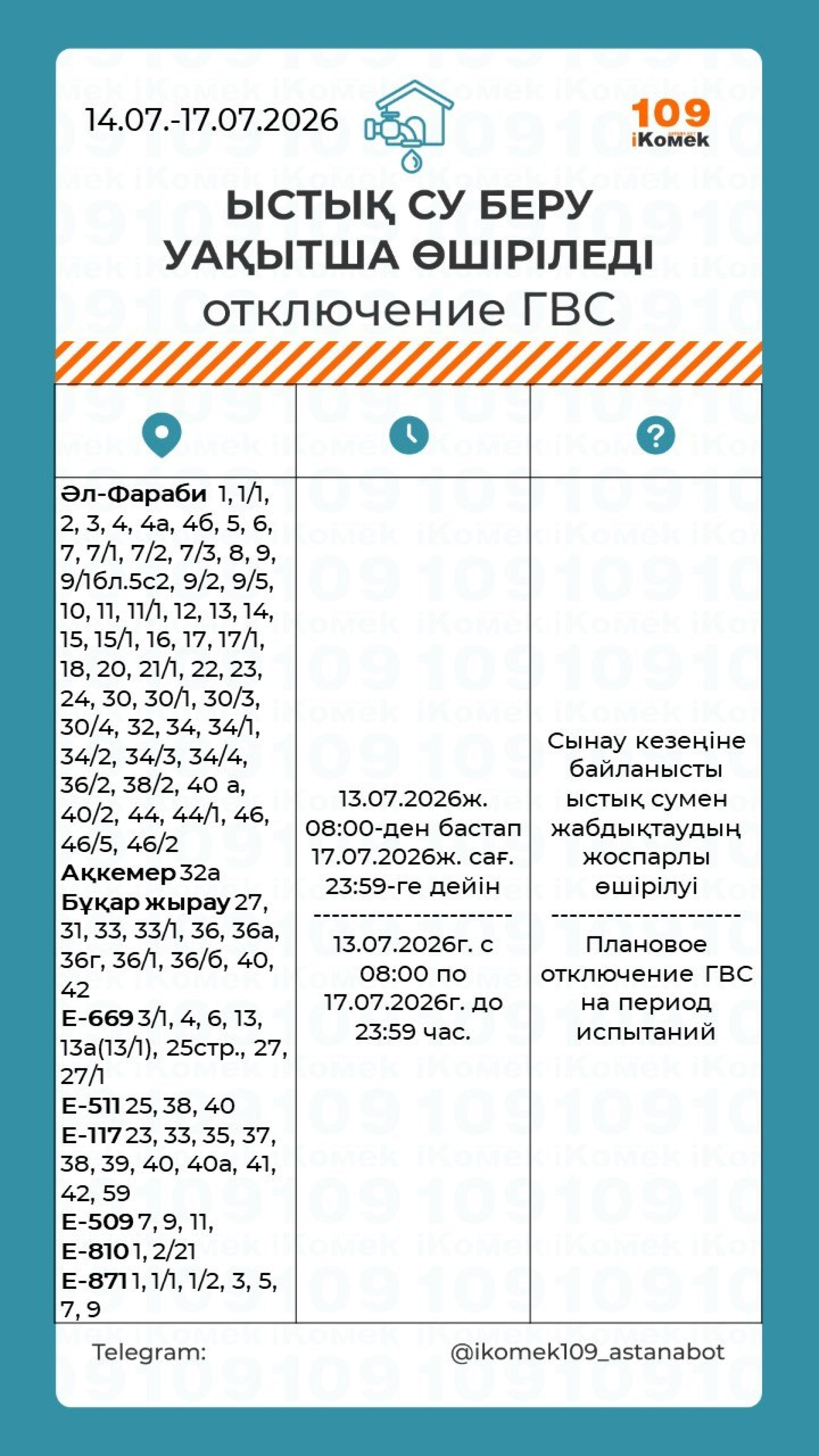 горячая вода Астана