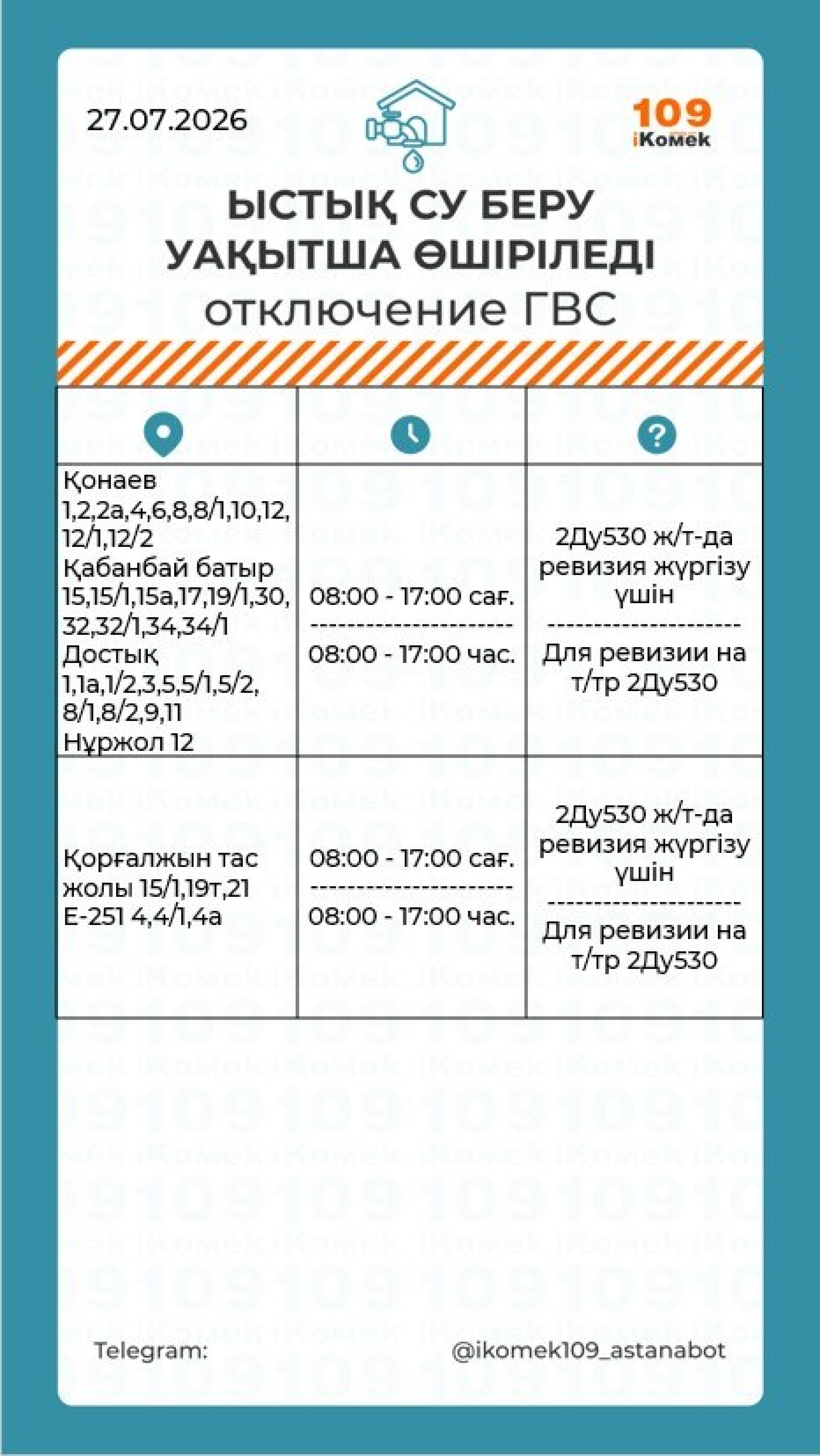 горячая вода астана
