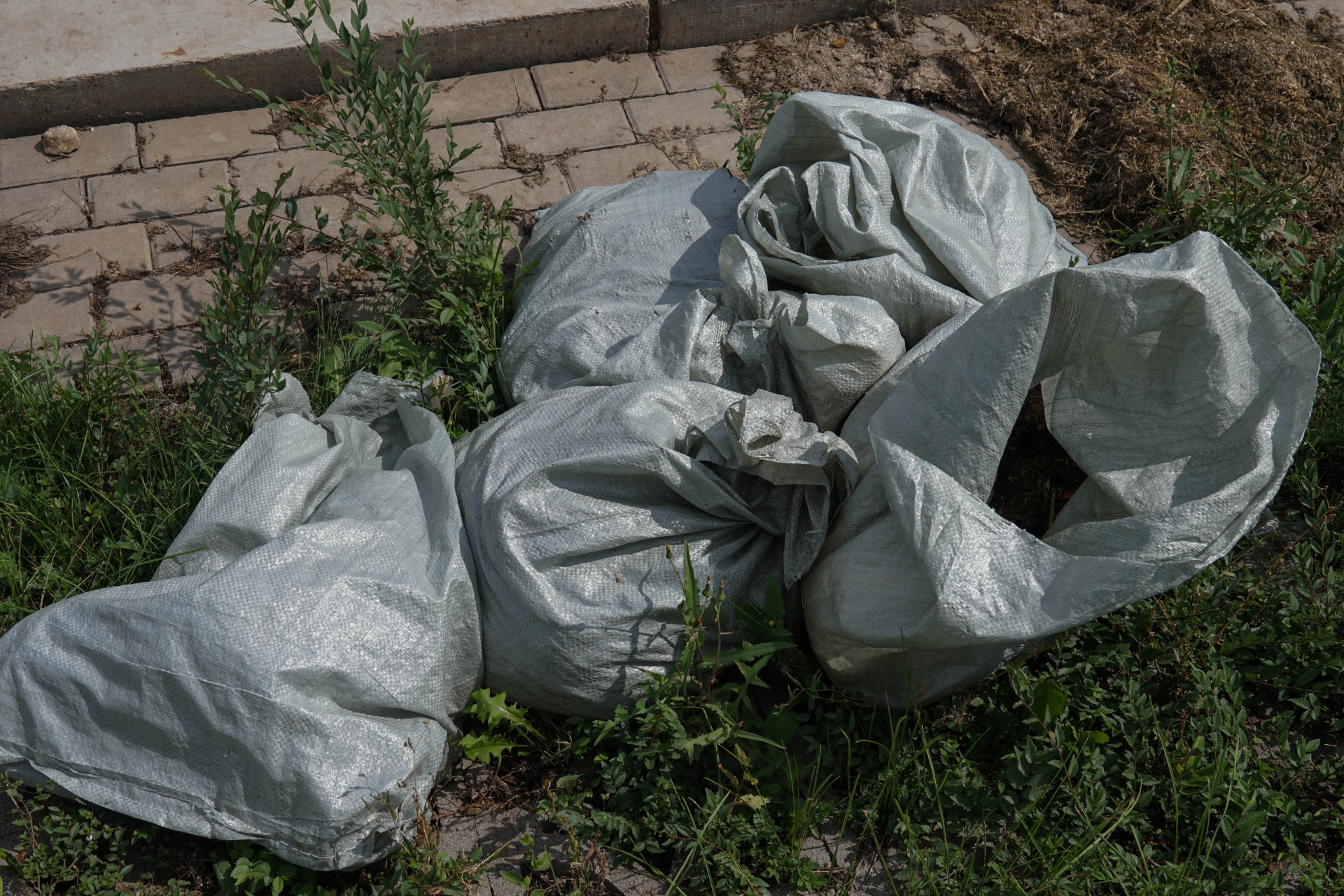 Четыре пакета с мусором на набережной Астаны