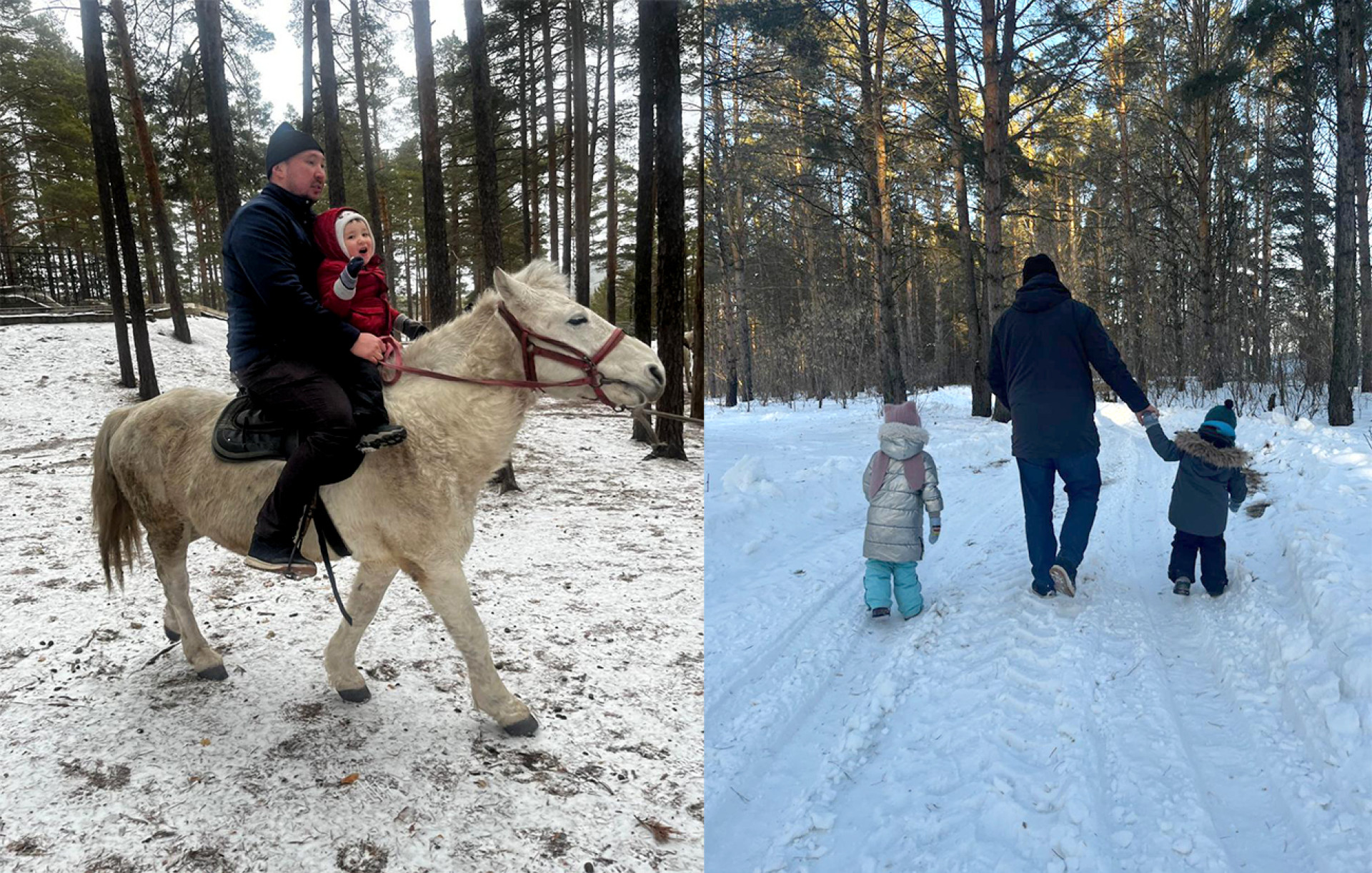 Куандык Тайтуков в Соколовке на прогулках с детьми