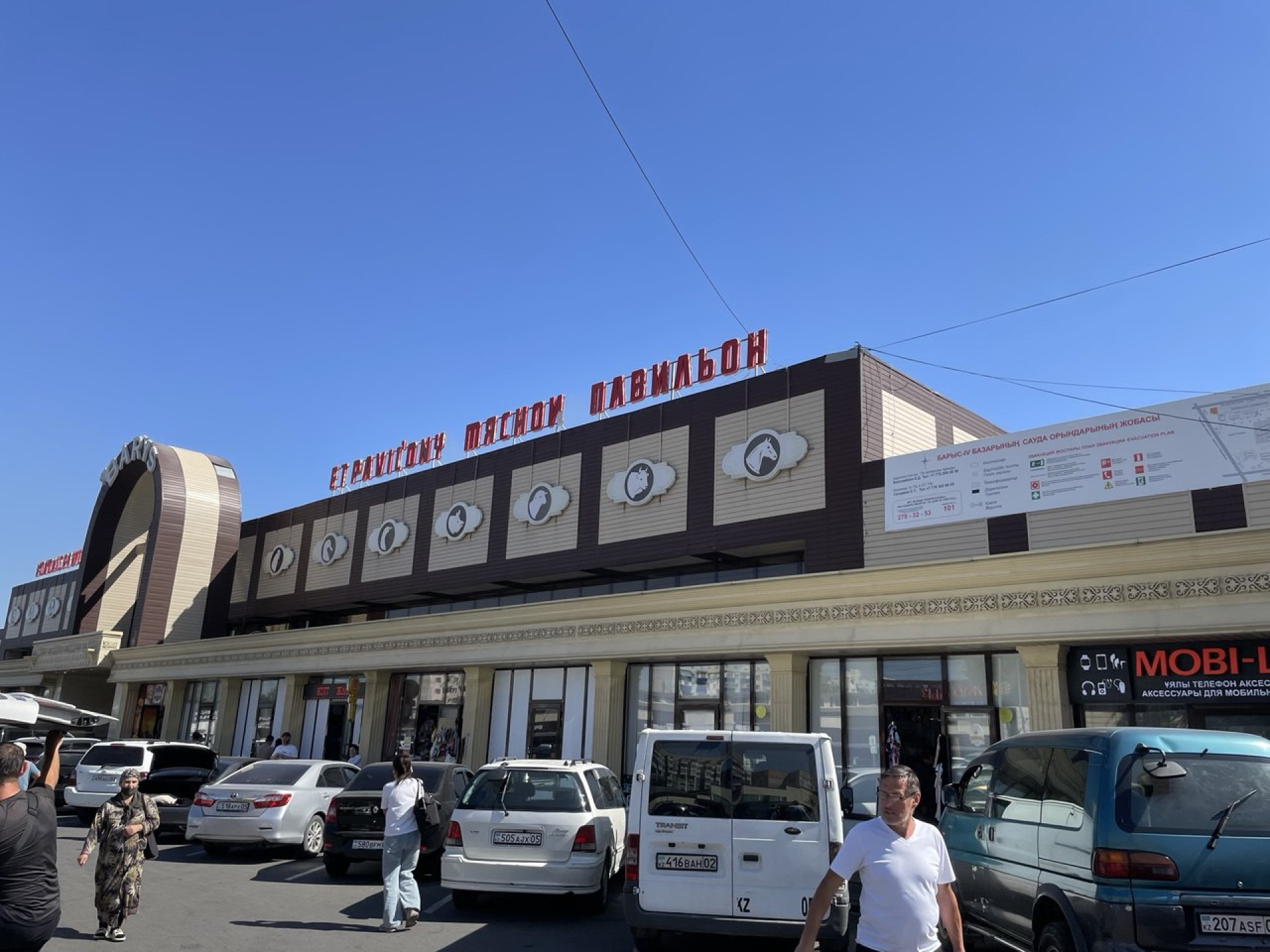 Мясной павильон на рынке в Алматы