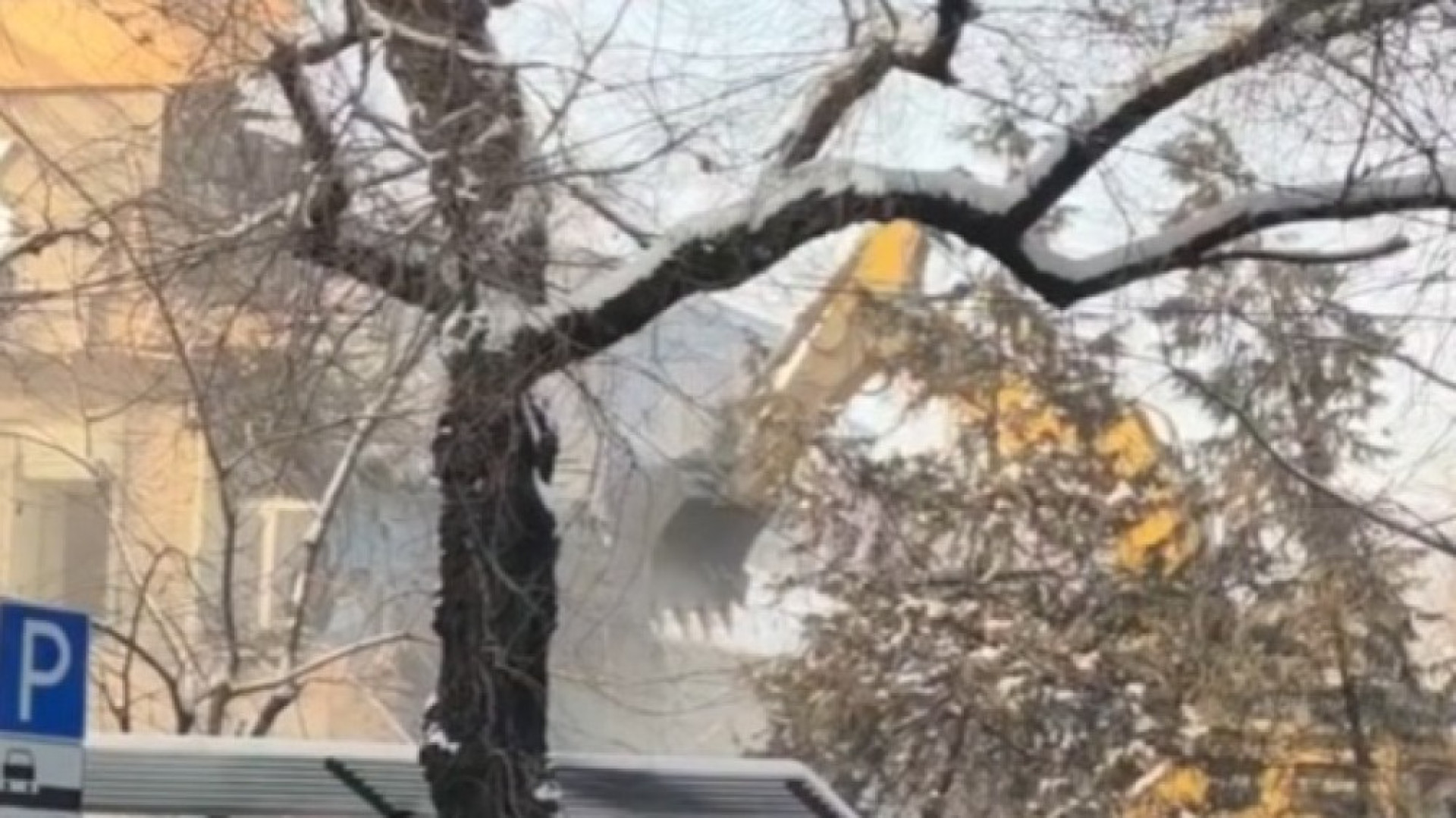 Снос родильного дома № 1 в Алматы, кадр из видео